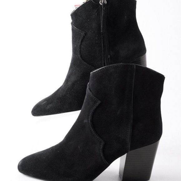 Zara Womens Black Leather Cowboy Ankle Boots 7.5 - Picture 5 of 10